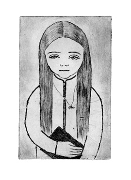 Flora drypoint portrait