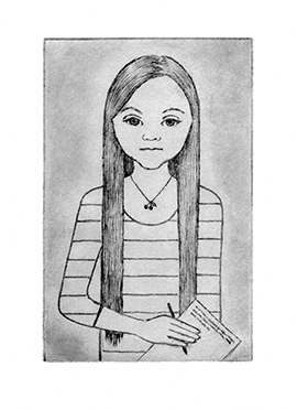 Olivia drypoint portrait