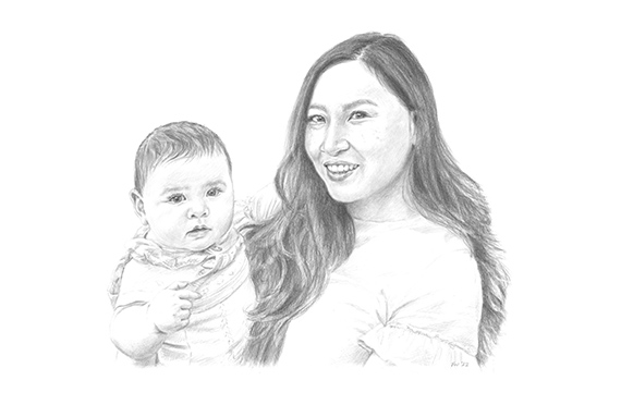 P&M pencil double portrait