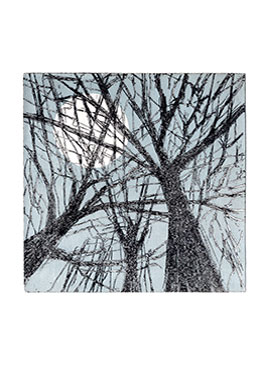 Trees moon etching