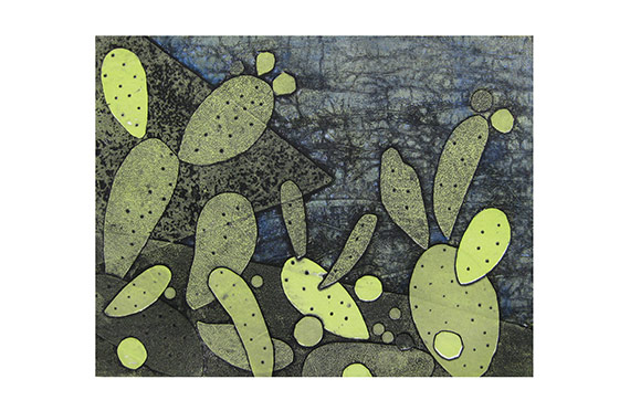 Palamos cacti collagraph